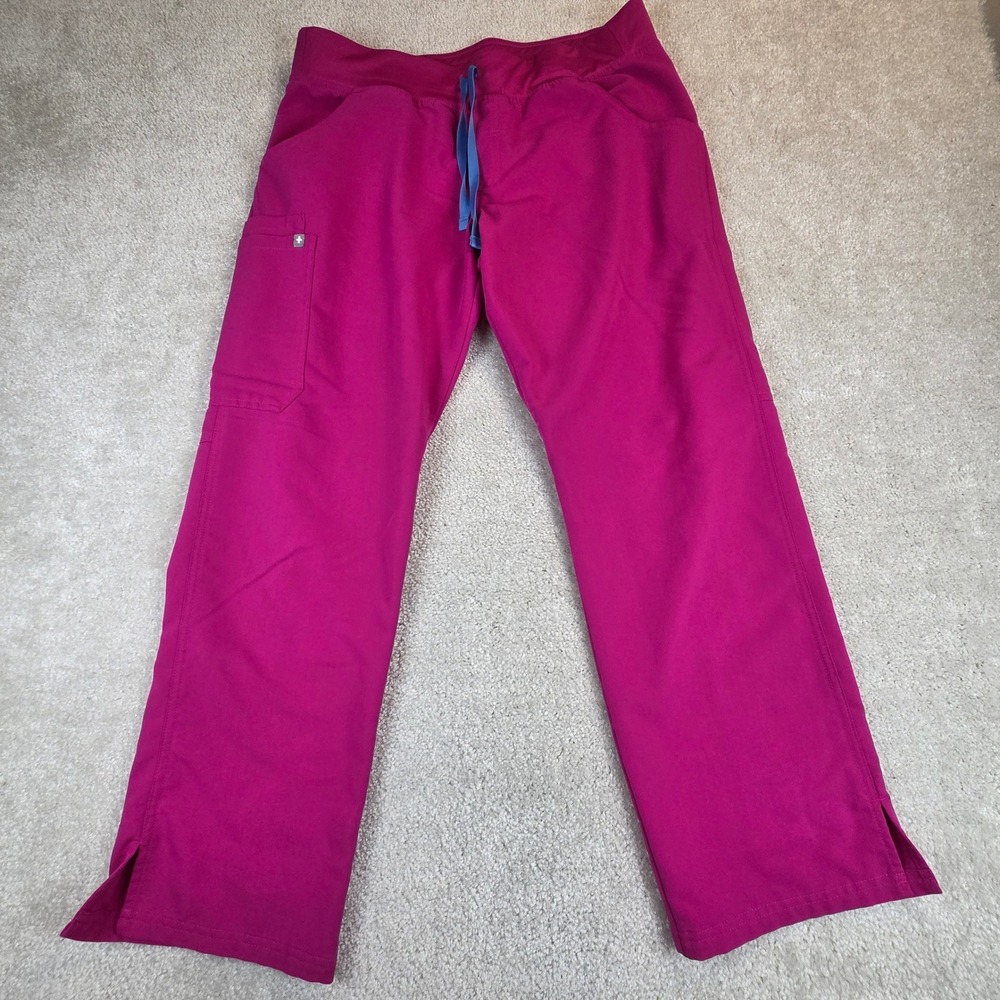 Figs Womens Kade Cargo Scrub Pants Pink Straight Leg Size LP